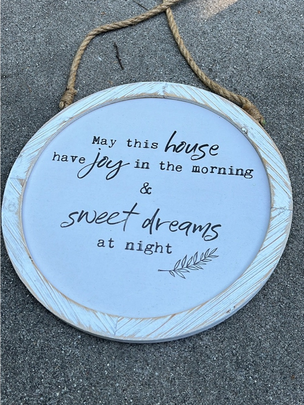 Round Wall Sign - "May this house have joy...sweet dreams" - Light Blue & White